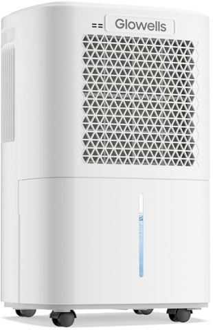 2500 Sq.Ft Dehumidifier for Basement with Drain Hose, Glowells 34 Pints Dehumidifiers for Home, Bathroom, Bedroom Large Room, RV, Three Modes, Quiet with Smart Compressor, Dry Clothes, 24H Timer