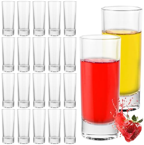 LDHHYH 24 vasos de chupito altos de cristal, 6 cl/60 ml, con fondo pesado, vasos de chupito, vasos de chupito, vaso de chupito para licores, whisky, brandy