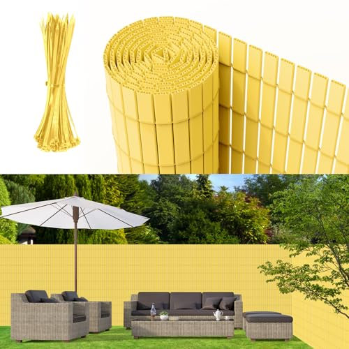 Alpstorm Estera de Privacidad PVC Valla Balcón 80x300cm - Color Bambú | Láminas Reforzadas | Resistente a Climas Extremos | Instalación en 5 Minutos | Protección Total