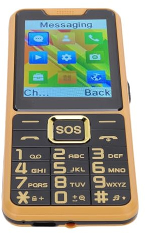 Keenso 4G seniortelefon 2,6 tums okrossbar display dubbel ficklampa för äldre personer AB (guld)