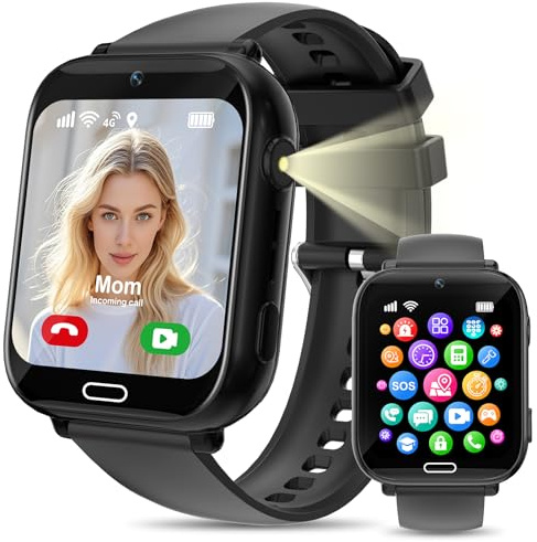 Smartwatch Bambini, Orologio Smartwatch Bambini 4G con GPS e Telefono, Videochiamate, Chat Vocale, SOS, Giochi, Sveglia, Calcolatrice, Modalità Scuola, Torcia, IP68 Regalo per Ragazzi e Ragazze (Rosa)