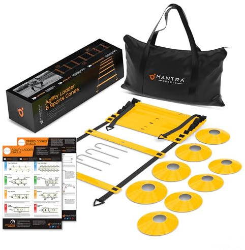 Fussball Trainingszubehör Kinder & Erwachsene, Koordinationsleiter mit Fussball Hütchen Set, 8 Hütchen Fußball Trainingsset mit Trainingsleiter, Zubehör Training Boxen, Basketball & Handball Trainer