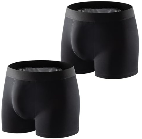 Carer Confezione da 2 Boxer per Incontinenza Uomo 250 ml Capacità di Assorbimento Biancheria Intima in Cotone Morbido Traspirante Lavabile e Riutilizzabile Nero Taglia XL