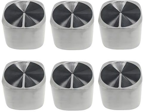 6 Pcs Mandos Cocina Gas Universales 6mm Eje 0 Grados, Botones de Control Metálicos para Horno, Estufa y Encimera, Recambios de Interruptores Giratorios de Plata