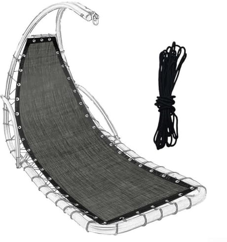 Ersättningsduk för hängande gungstol utomhus, 64 x 197 x 23 cm för textilier, kompatibelt mörkgrått tygskydd för uteplats, trädgård, avkoppling (svartgrå B)