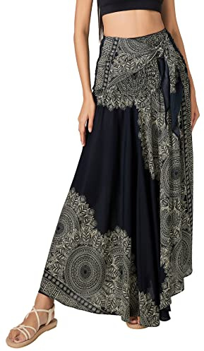 Joob Joob Long Boho Skirts for Women - Bohemian Hippie Maxi Summer Skirt Black