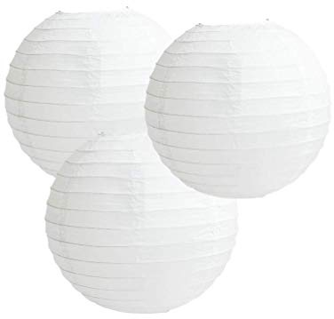 Pack of 3 Paper Lantern Lampshade Party Birthday Baby Shower Wedding Celebration Decoration 4(10cm) -16(40cm) (White, 4 (10cm))