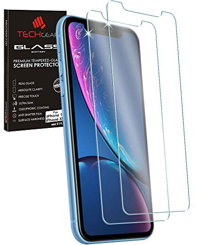TECHGEAR [2 Pack Screen Protector for iPhone 11, iPhone XR, Genuine Tempered Glass Screen Protector Guard Covers Compatible with Apple iPhone 11 / iPhone XR (6.1)
