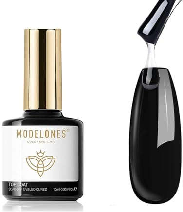 Modelones Gel Top Coat- 10ML No Wipe Top Coat Gel Nail Polish High Gloss Shine Finish Long Lasting Home Manicure with Gift Box