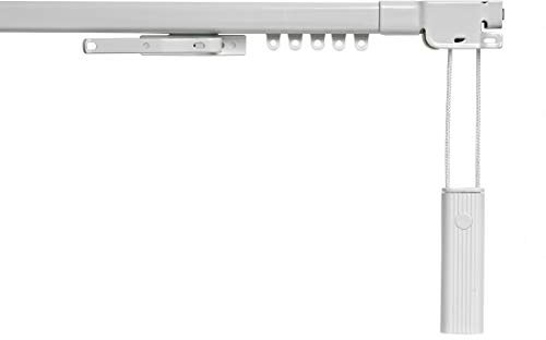 Rieles para cortinas de techo y pared. Riel extensible metálico resistente en color blanco ¡ideal para todo tipo de ventanas y puertas! Accionamiento a cordón | 120 a 210 cm