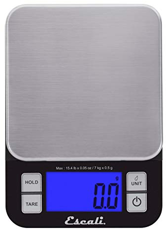 Escali SQ157B Nutro Küchenwaage Digital - Küchenwaage - Waage Küche Büro - Backen Hobbys - Kräuterwaage Haushaltswaage - 6,8 kg - Schwarz - 20,3 x 14,6 x 3,2 cm