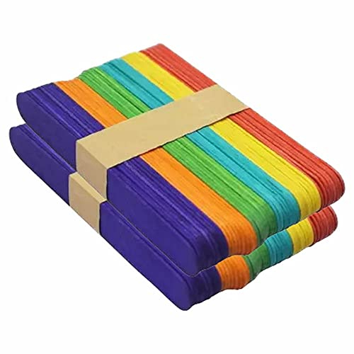3 Ace Crafts 100 Coloured Jumbo Lollipop Sticks, Giant Smooth Wooden Lolly Stick, Lollipop Stick for Ice Cream, Waxing Spatulas, Craft Sticks for Art, Popsicle Stick, Glue Spreader Stick, Mixing Stick