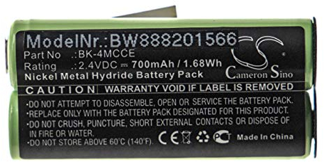vhbw 1x Akku Ersatz für Waterpik BK-4MCCE für elektrische Zahnbürste (700 mAh, 2,4 V, NiMH)