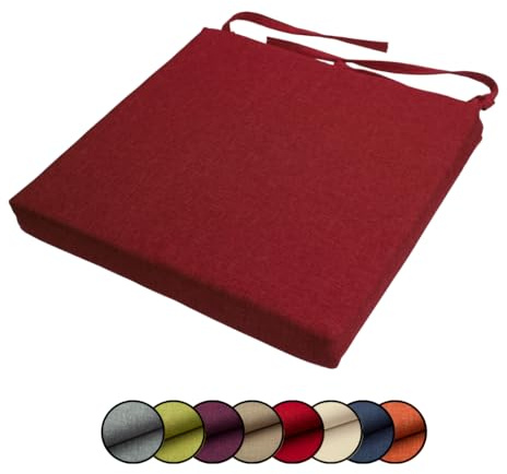 chilly pilley Stuhlkissen Gartenkissen Gartenstühle Stuhlauflage Stuhlpolster Sitzkissen Abnembar Bezug Mit Reißverschluss Auflage Set Garten Kissen (45x45x5, Dunkelrot)