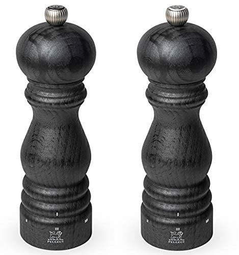 Dekomiro Peugeot Paris Set graphit 18 cm Pfeffermühle und Salzmühle mit 100 gr. Salz Geschenkverpackung (18 cm)