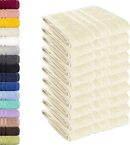 Lavea® 10er Set Seiftuch 30x30 cm – Hochwertige Gästehandtücher 30x30 aus 100% Baumwolle, Frottierserie Elena – Saugstark, Waschbar und Strapazierfähig - Creme