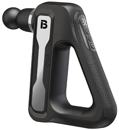 B-care - Pistola de masaje para aliviar el dolor muscular de 32 velocidades con 8 cabezas intercambiables y pantalla LCD - aparato de entrenamiento y estiramiento