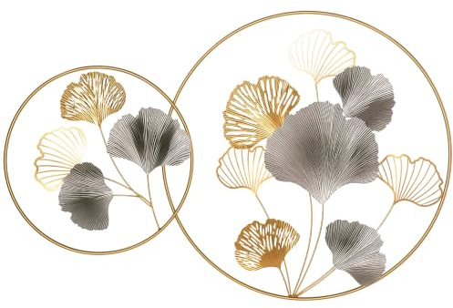 HOMCOM Large Metal Wall Art, Modern Hanging Wall Sculpture, Gold Silver | Unique Multi-Leaf Design, Horizontal or Vertical, Metal Hanging Decoration, Living Room, Bedroom, Entryway