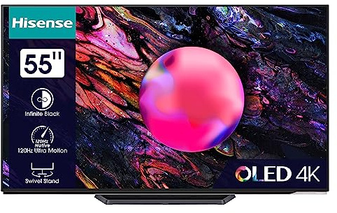 Hisense 55A85K 139cm (55 Zoll) Fernseher, OLED, 4K, HDR, Dolby Vision IQ & Atmos, IMAX Enhanced, Filmmaker Mode, 120Hz, Apple AirPlay, Alexa Built-in, Game Mode Pro, DTS Virtual X, anthrazit [2023]