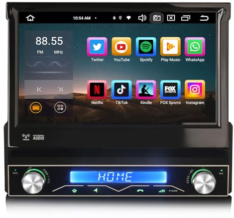 GONFEN 8-Core Android 14 Autoradio 1 Din GPS Navigatore con Schermo Motorizzato Wireless Carplay Android Auto Bluetooth WiFi DSP DAB+ RDS OBD2 TPMS 4GB RAM+64GB ROM