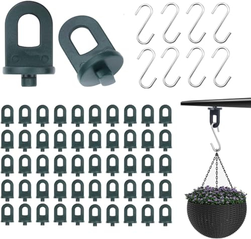 DGHOME 50 PCS Garden Greenhouse Twist Clips and 8 PCS S Shaped Hooks, Indoor Pots Hanging Hook Greenhouse Shading Fixing Clips for Basket Pot, Fixing Wires and Plants