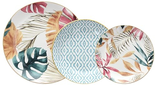 Tognana Tropical Rosè, Servizio piatti 18 pezzi, porcellana, multicolor
