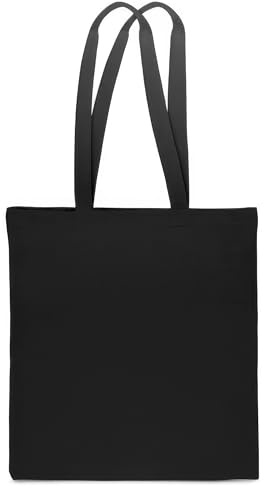 SAKETOS Bolsa de tela 38x42 cm para pintar – Pack 10 uds – Bolsa de algodón con asas largas – Negro