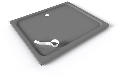 Plato de Ducha Acrílico 100x120 cm Gris| Textura Pizarra Antideslizante | Extraplano 5 cm | – Incluye válvula y rejilla | Moments of Glass
