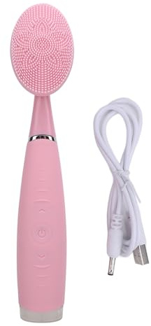 Spazzola per la Pulizia del Viso Scrubber per il Viso in Silicone Detergente per Spazzole per il Viso Elettrico Portatile Resistente All'acqua IPX6 (Rosa)