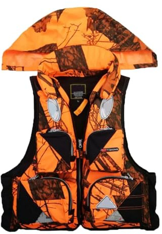 Vuxna flytväst, Hög flytkraft Simvästar med flera fickor och dragkedjor för båtliv, Simning, Vattensporter(Orange b,XXL)