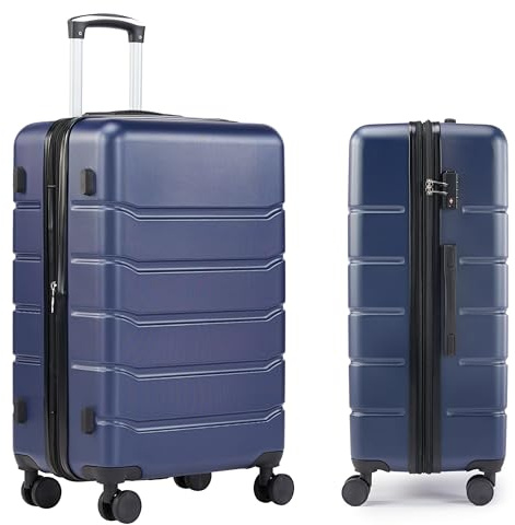 Simple Deluxe 28 Inch Expandable Hardside Carry On with Spinner Wheels & TSA Lock, ABS Hard Shell Lightweight Rolling Luggage Suitcase, Blue