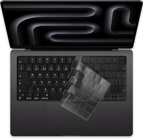 MasiBloom Tangentbordsskydd för 2025 MacBook Pro 14 tum (M5) chip A3434 tangentbord skyddsfilm hudskyddstillbehör (genomskinlig grå TPU)