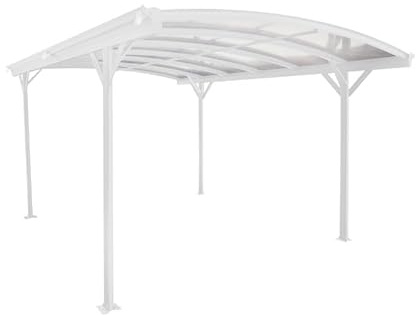 X-METAL Carport Autoportant en Aluminium Blanc et Polycarbonate 6mm 13m² | Protection Véhicule avec Kit d'ancrage | 4 Poteaux Robustes, Gouttières, Anti-UV