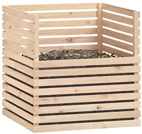 Composteur en Bois, Composteur de Jardin Bac à Compost 100x100x102 cm Bois Massif de pin