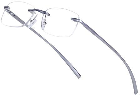 JoXiGo Rimless Reading Glasses 1.5 for Mens Womens Rectangular Spring Hinge Lightweight with Glasses Case,+1.5 (50-54 years)