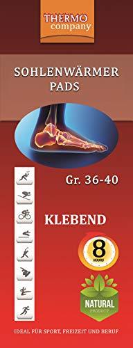 THERMO company Sohlenwärmer Pads | Wärmesohlen für Schuhe | klebend | Fußwärmer Pads Schuhgröße Größe: 36-40, 8cm x 22,5cm | bis zu 8 Stunden (5, 10, 20, 30 oder 40 Paar) (40 Paar)
