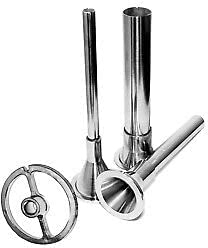 WolfCut Inox Wurstfüller - Set (3 Füllrohre + Führungsscheibe) kompatibel mit Fleischwolf Hendi Kitchenline 12 Metzgerqualität