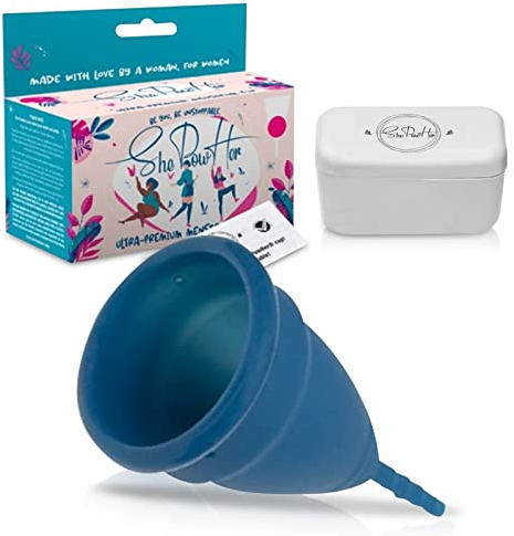 ShePowHer, Menstrual, Cup, and, Carrycase, Flexible, Period Cup, and, 100%, Medical, Grade, Silicone, Equivalent, of 1-5, Tampons, Easy, to, Use, and, Clean