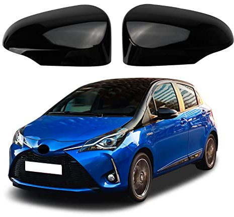 Auto Spiegelkappen, 1 Paar Auto Tür Außenspiegelkappe Rückspiegelkappe Seitenspiegel Abdeckungen für Toyota Yaris 2012-2019 (Schwarz)