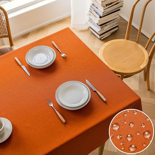 Home Brilliant Autumn Tablecloths Rectangular Water Resistant Heat-Resistant Dust-Proof, 55x86 Inch Table Cloth for Kitchen Dining Patio Outdoor Party, Orange, 140CM x 218CM