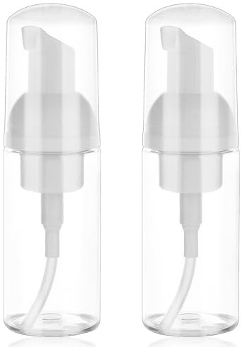 2 Pack Foam Pump Bottle Travel Small Size Mousse Foam Soap Dispenser Mini Empty Clear Plastic Foaming Soap Dispenser Refillable Pump Containers for Face Wash Lash Shampoo Skin Care 50 ml/1.7 oz