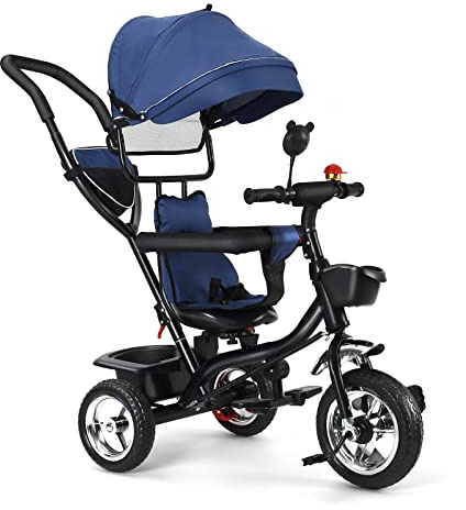 HUOLE Triciclo evolutivo per bambini da 1 a 5 anni, Triciclo 4 in 1 per tutto il 3 in 1 Draisina, il Putter permette una Direzione deportata, regalo di compleanno per ragazze