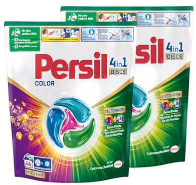 Persil Color 4in1 DISCS 88 Waschladungen (2x 44WL), Waschmittel mit Tiefenrein Technologie, Colorwaschmittel für reine Wäsche und hygienische Frische für die Maschine