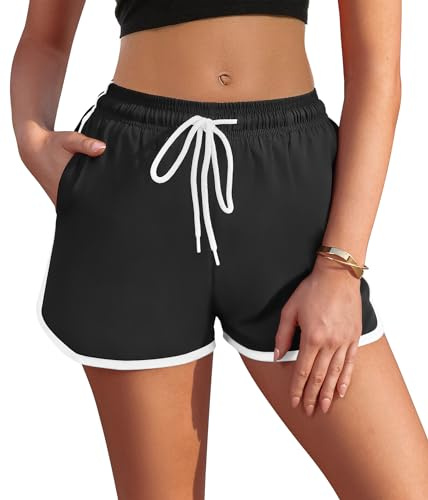 AI'MAGE Pantaloncini da Nuoto Donna Pantaloncini da Nuoto Sport Acquatici Pantaloncini Traspirante Estate Pantaloncini Nuoto Asciugatura Rapida con Coulisse Regolabile e Tasche, S-2XL, Nero, S
