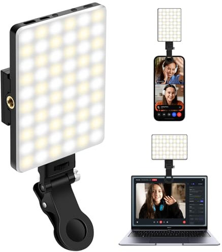 Selfie Light Portable Phone Light, Eagerey 60 LED Rechargeable Fill Lights with Front & Back Clip, CRI 95, 3 Modes, Clip on Lights for TikTok Tablet/Laptop, iPad, Conference Vlog Video