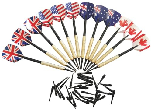 HRLORK Darts Set Plastic Soft Tip Darts Flights Nylon Darts Shafts Golden- 12 Packs