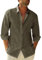 Friptspyg Leinenhemd Herren Langarm Baumwolle Leinen Hemd Herren Freizeithemden Casual Regular Fit Sommerhemd mit Tasche, Olivgrün L
