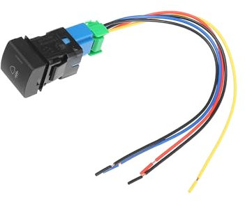 INFINAUTO 1 x Loch-Erweiterungsanschlussschalter für Nebelschlussleuchten, Schwarz, Mechanischer Druckknopf, AUF-AUF-AN, Schwarz