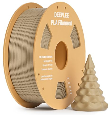DEEPLEE Filamento PLA 1.75 mm, Bobina da 1 kg Legno Naturale, Precisione Dimensionale ±0.02 mm, Avvolgimento Anti-Intasamento per Stampanti 3D FDM