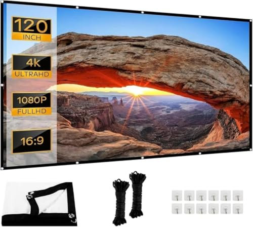 Tarent Leinwand Beamer 120 Zoll hochauflösende verdickte Beamer Leinwand, 16:9 HD Faltbare Projektor Leinwände für Zuhause, Büro und Schule